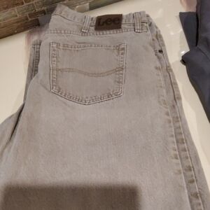 Lee Men's 40 X 32 Light Gray Relaxed Jeans